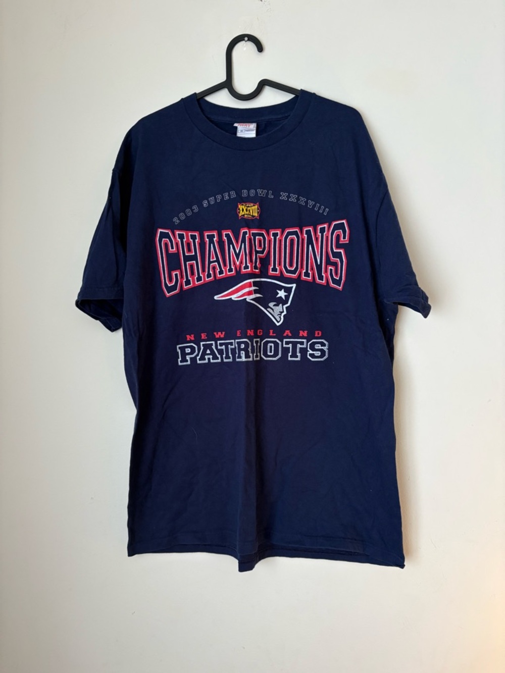 Vintage 2003 Fruit of the Loom Navy New England Patriots Champions T-Shirt XL